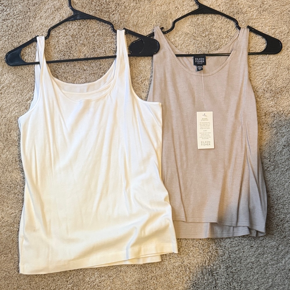 eileen fisher tanks Women's White and Tan Tank Tops